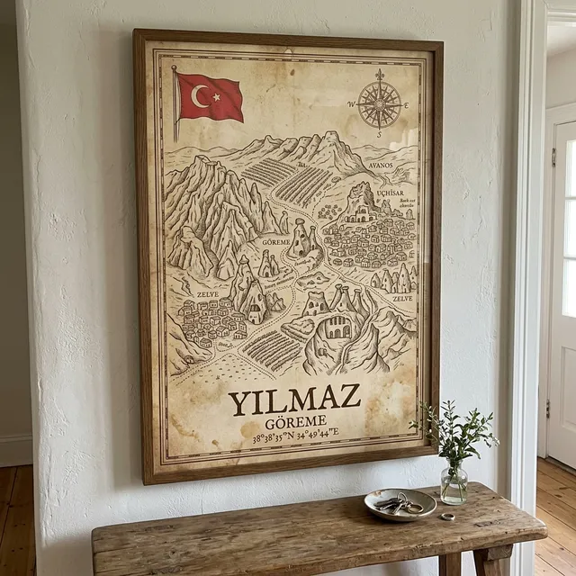 Customer photo of a framed family origins map
