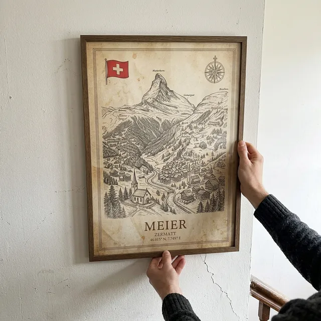Customer photo of a framed family origins map